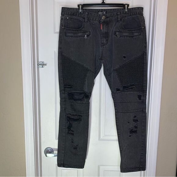 Square Zero Built to Last Men's Jeans Distressed Slim Denim Ripped  Size 40 - Picture 4 of 9